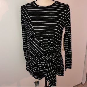 NWT! Gibson Tie side black white striped top PS